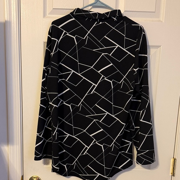Women’s Black and White Abstract Button Down Shirt - Picture 3 of 3